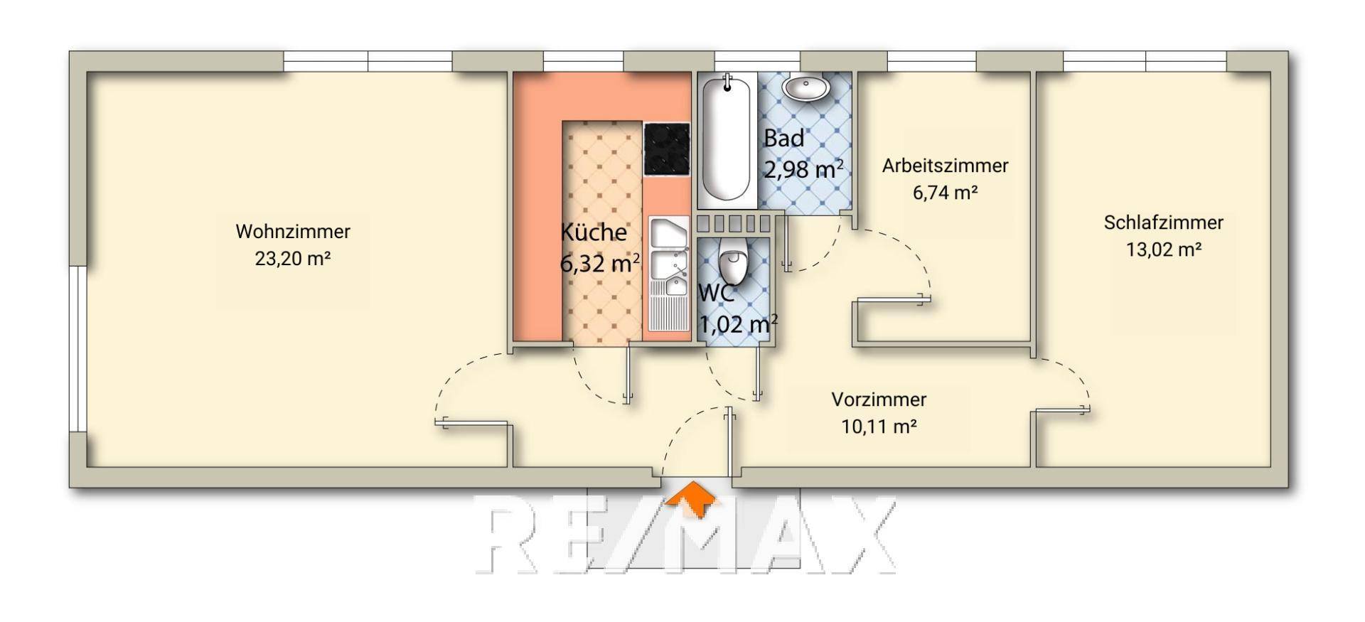 Grundrisskizze unmöbliert (Größen ca.)