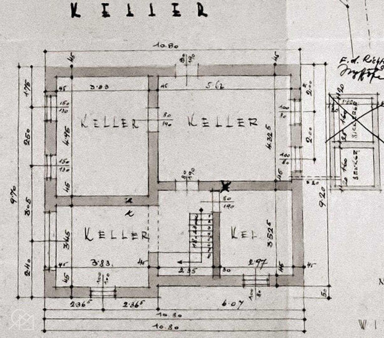 Plan Kellergeschoß im Souterrain