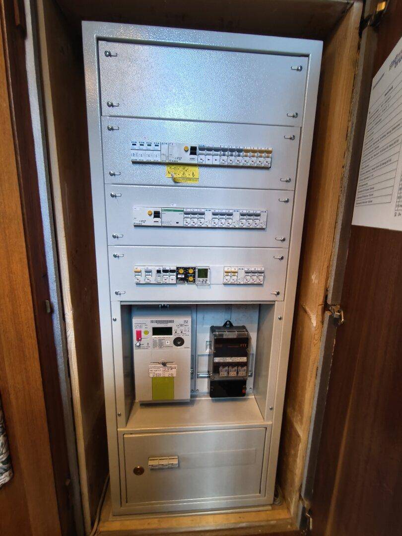 Elektrischer Verteilerkasten in einem Hauswirtschaftsraum oder Abstellraum des Anwesens.