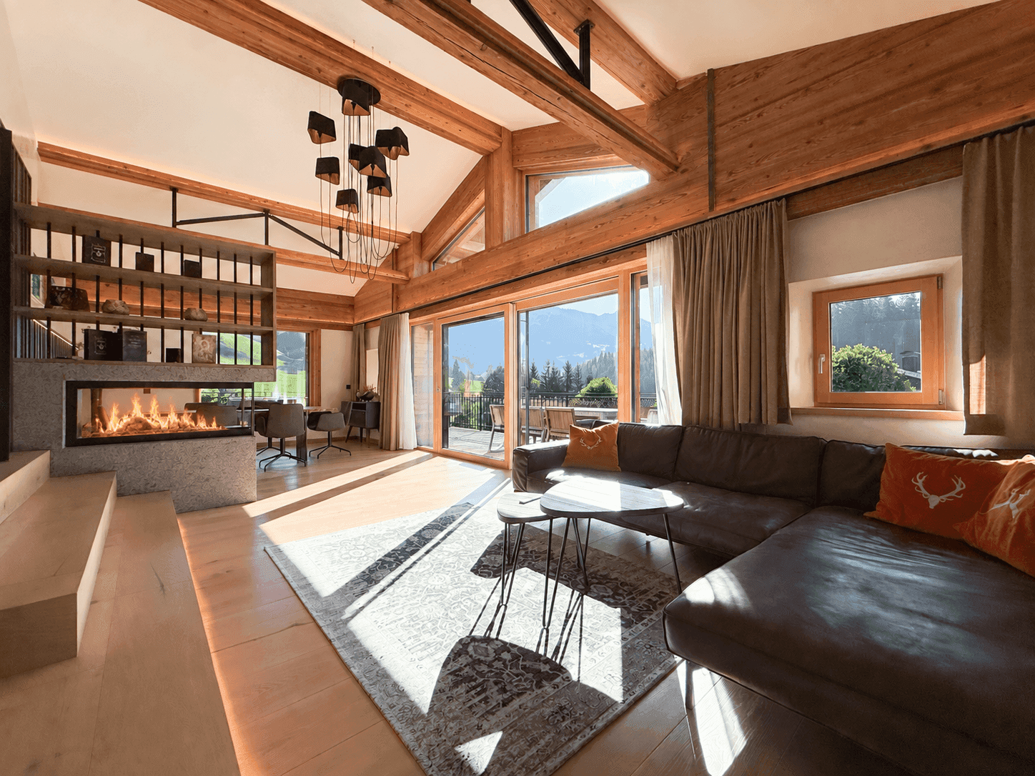 Sunlit Mountain Lodge Living Room