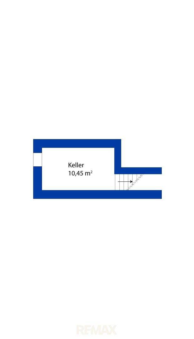 Grundriss des Kellergeschosses mit einem Kellerraum.