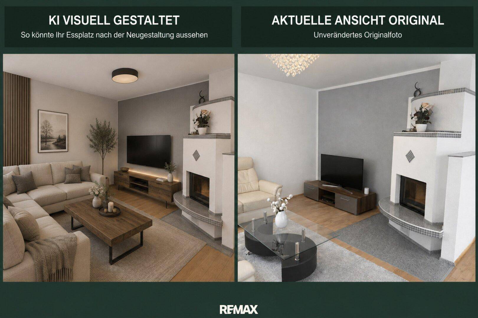 Wohnzimmer mit Kachelofen - EG