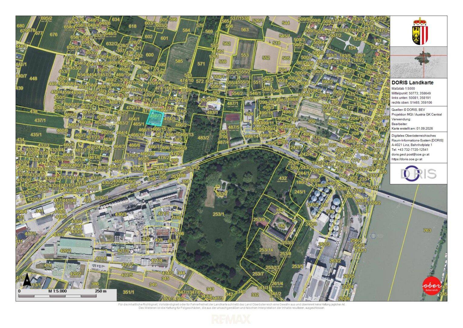 Lageplan des Gebäudes im Ort