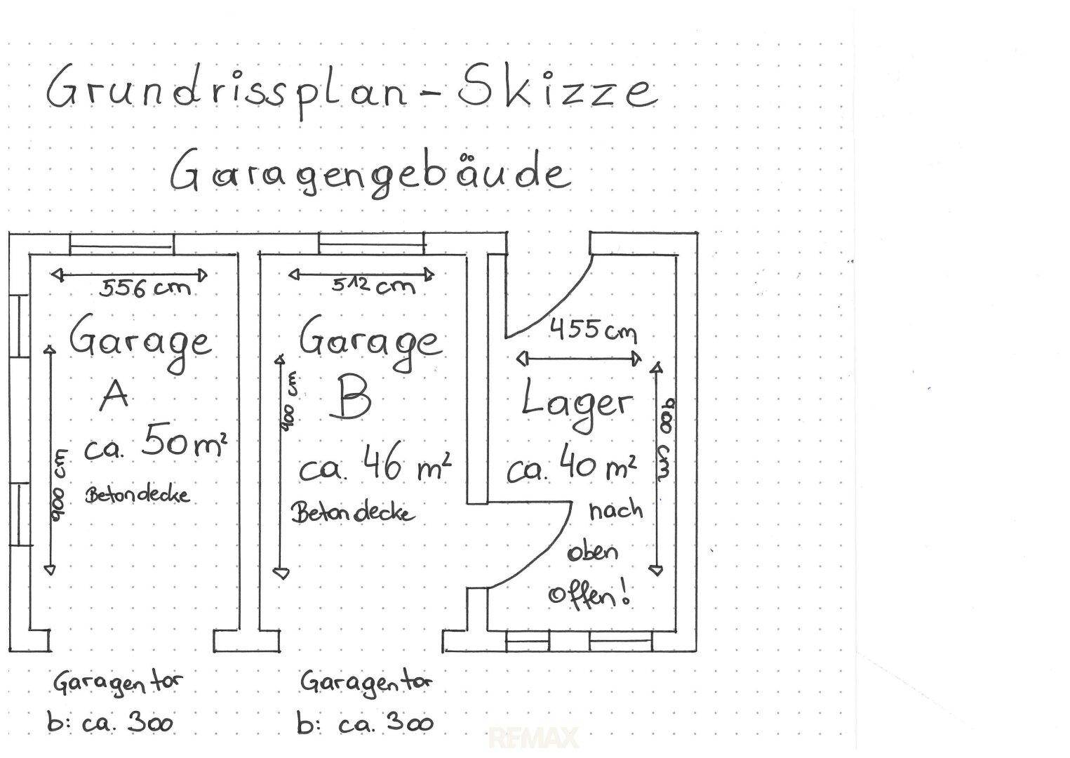 Grundrissplan - Skizze - Garagengebäude