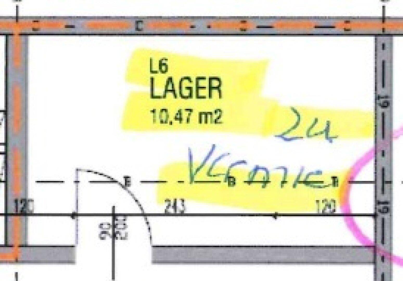 Grundrissausschnitt eines Lagerraums (L6) mit einer Fläche von 10,47 m².