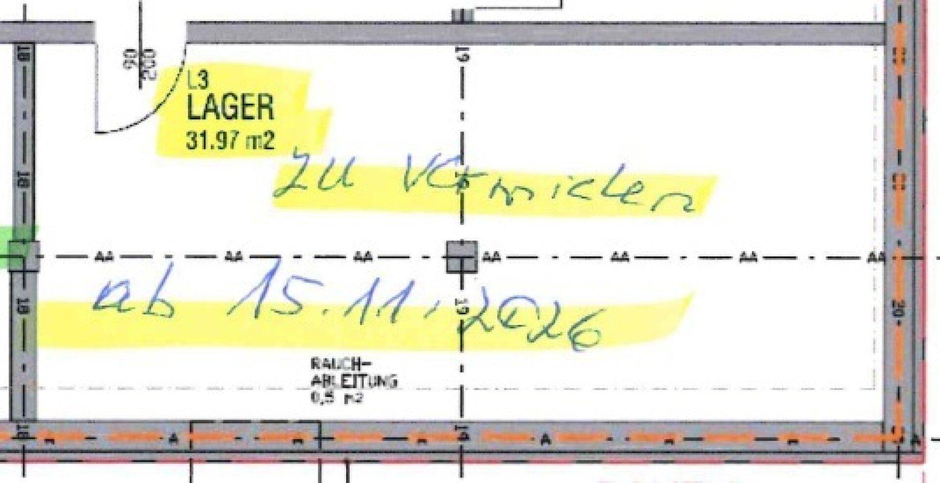 Grundrissausschnitt eines Lagerraums (L3) mit einer Fläche von 31,97 m².