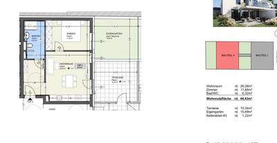 2-Zimmer-Wohnung mit Terrasse, 45 m², Liesing, Liesing