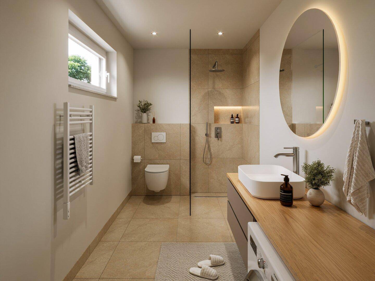 Badezimmer mit ebenerdiger Dusche