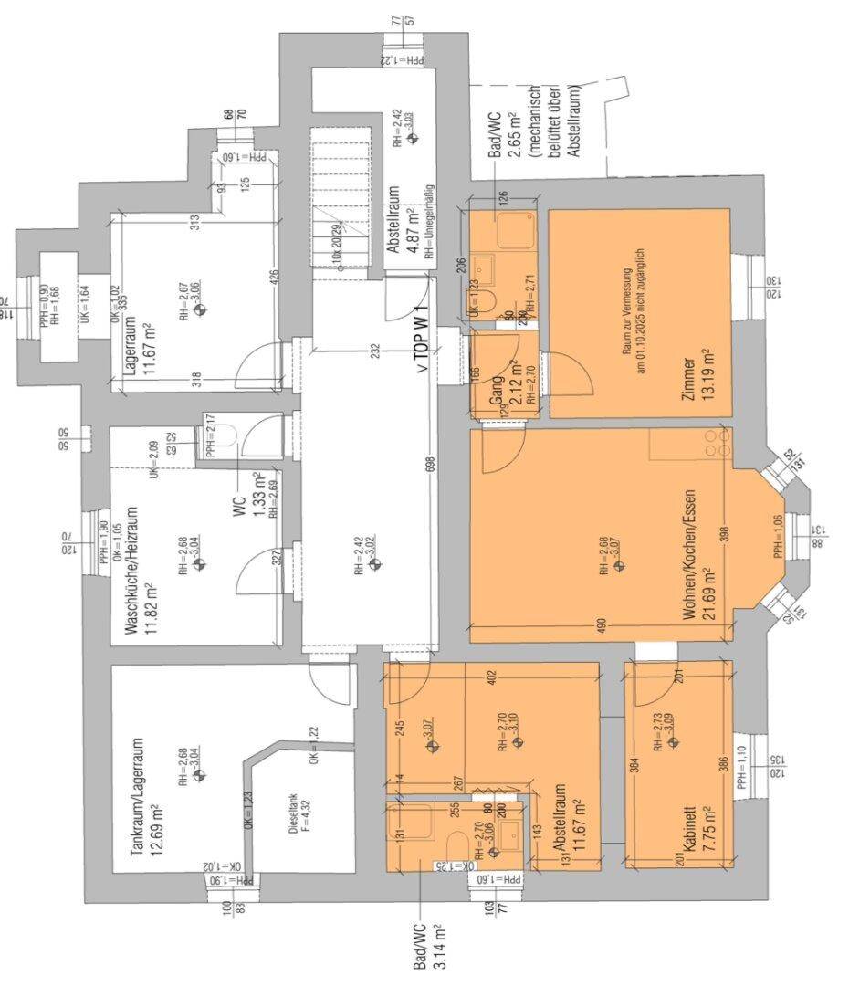 Detaillierter Grundriss der Wohnung mit Raumaufteilung und Flächenangaben.