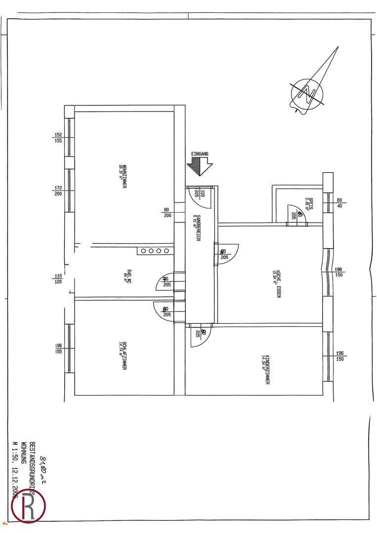 Grundriss einer Wohnung mit mehreren Zimmern und klarem Raumlayout.