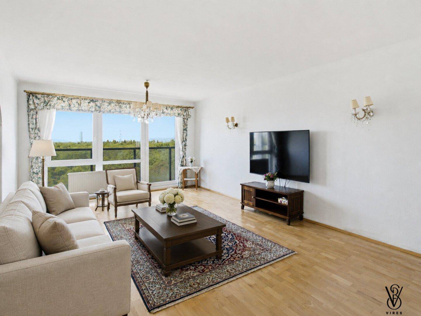 Wohnzimmer, virtuell möbliert