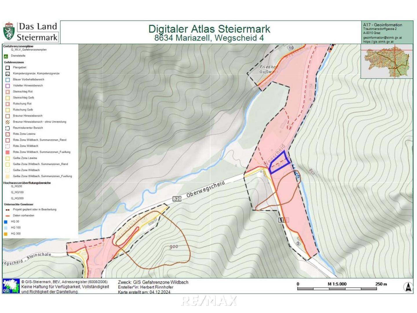 GIS Gefahrenzone Wildbach