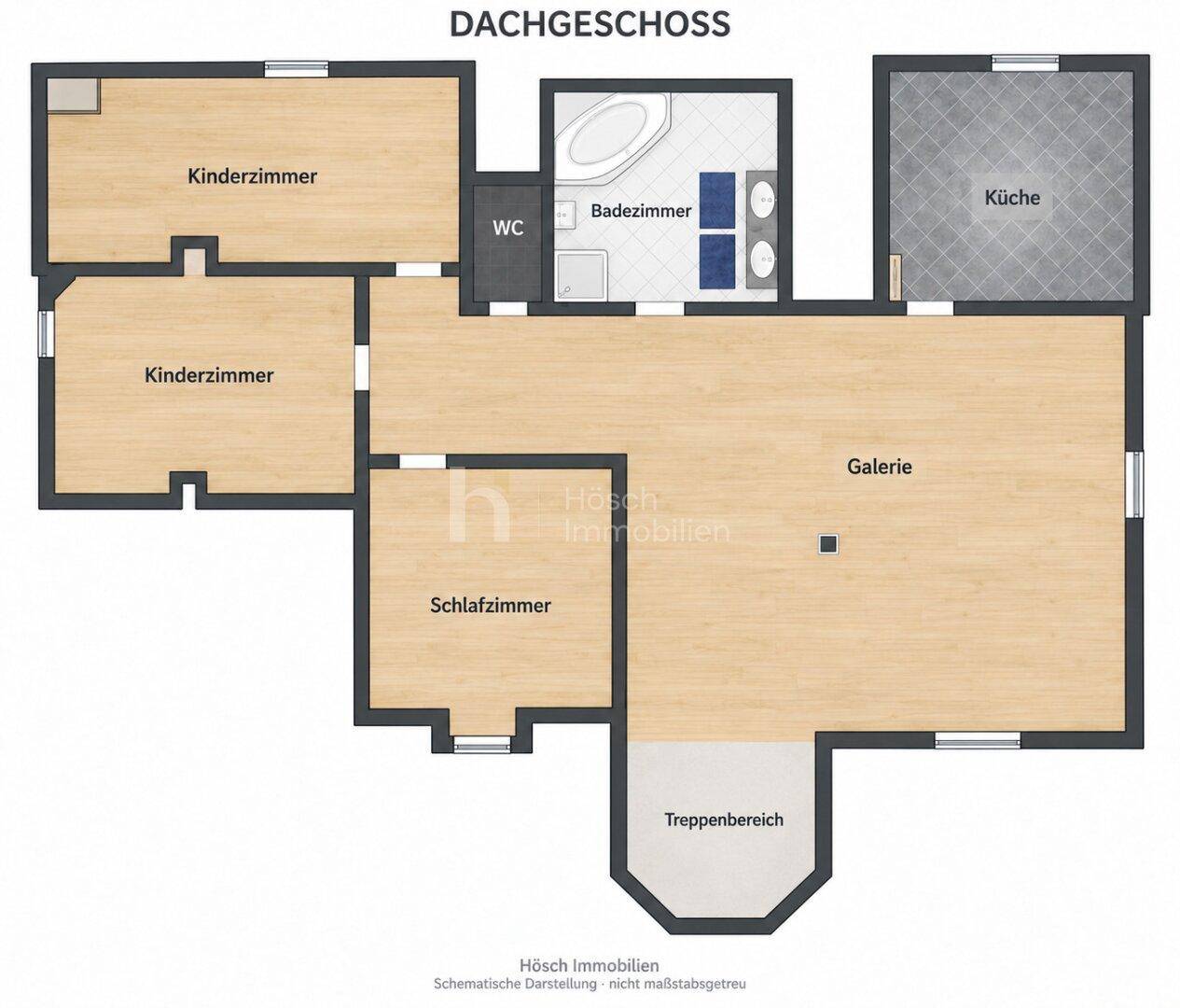 Dachgeschoss – schematischer Grundriss