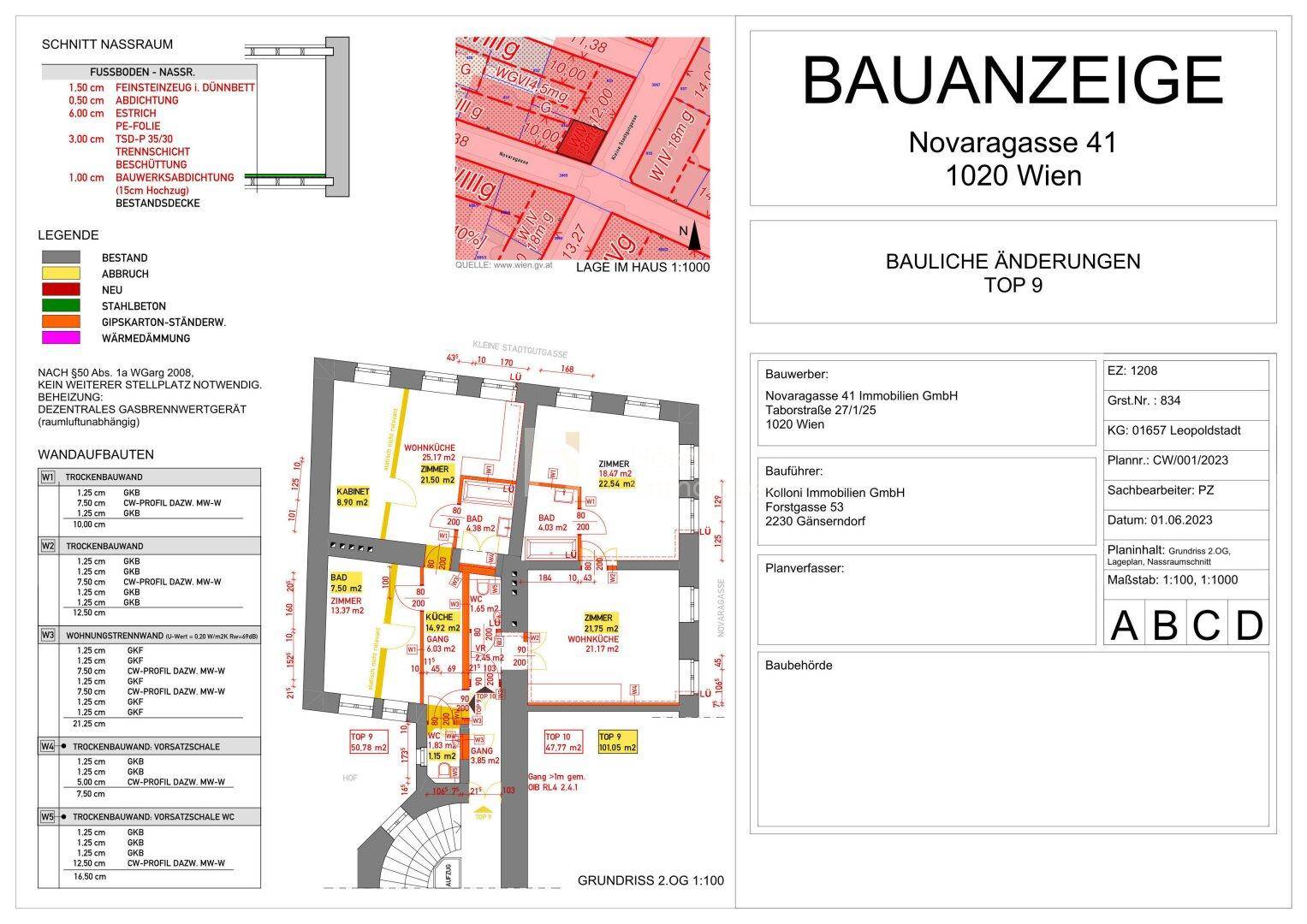 Bauanzeige 01.06.2023 – 47,77 m² (Planbezeichnung Top 10)