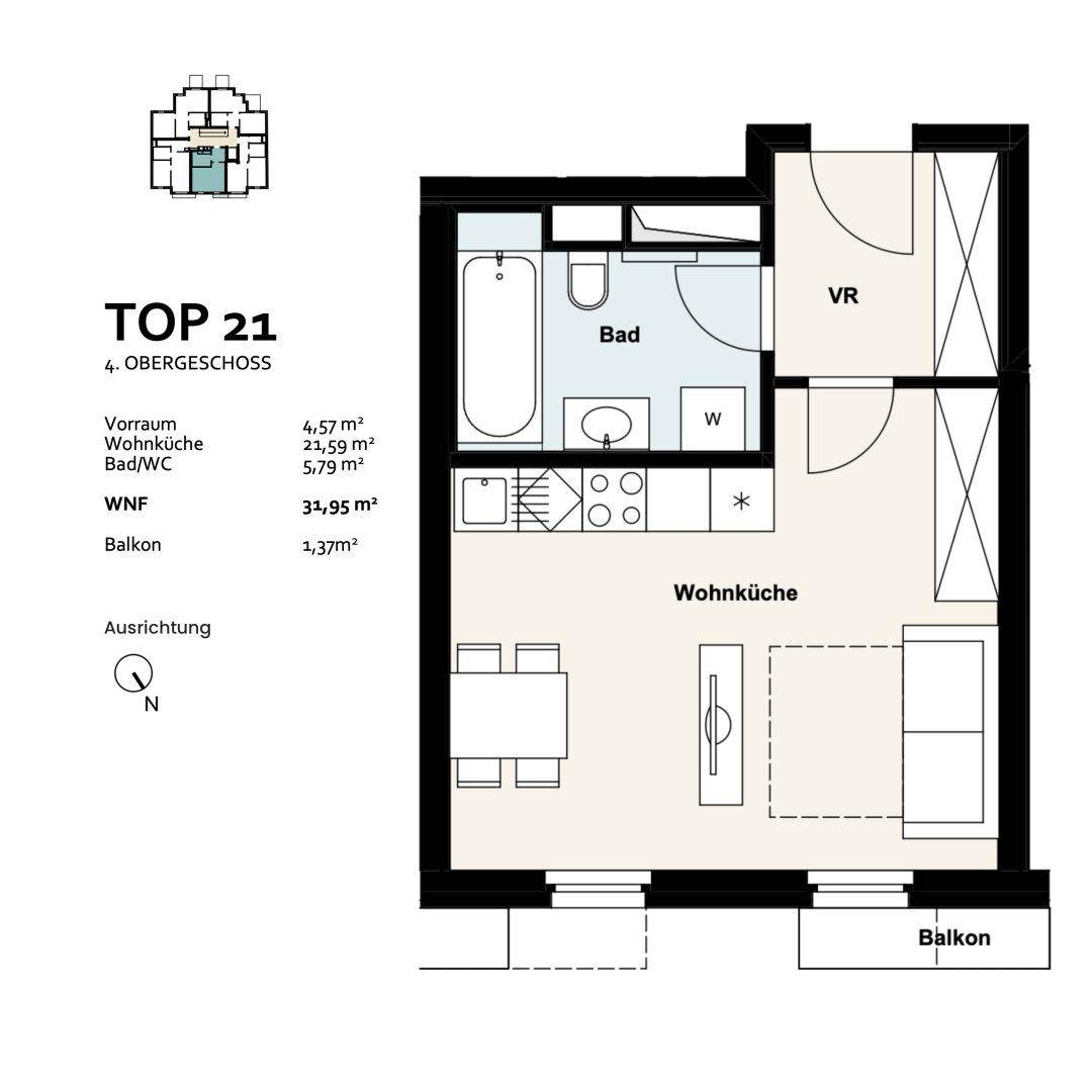 Wohnung Top 21, 4. Obergeschoss