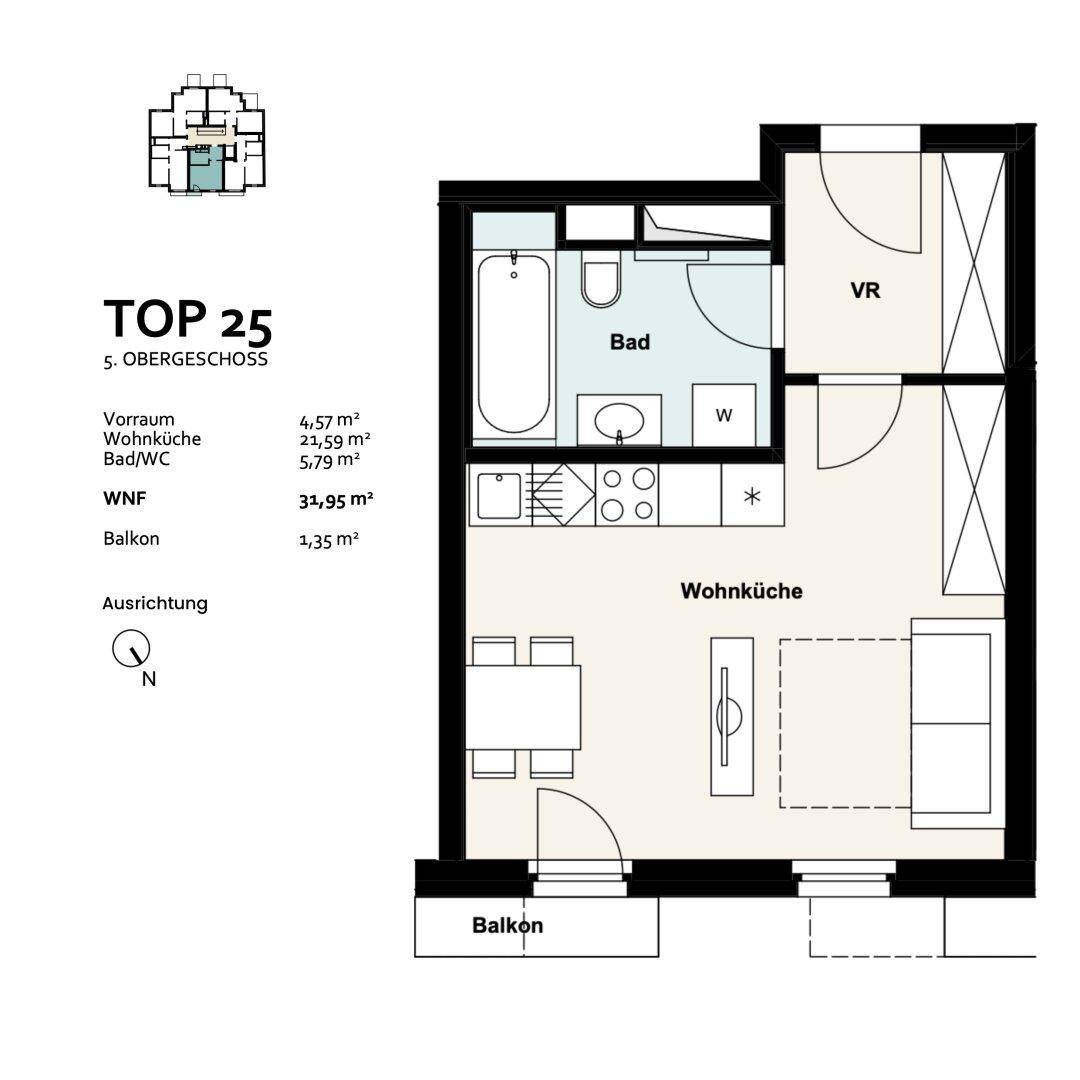 Wohnung Top 25, 5. Obergeschoss