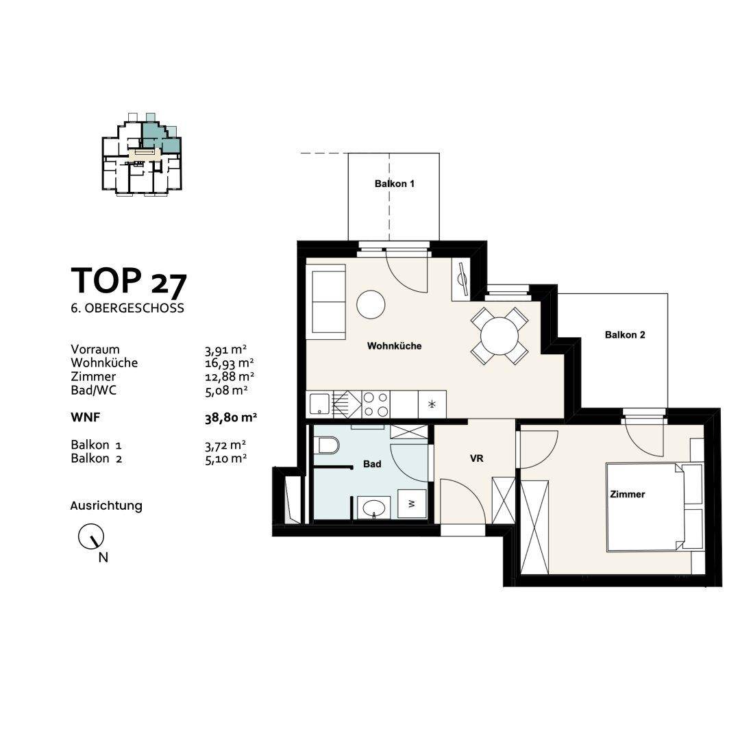 Wohnung Top 27, 6. Obergeschoss