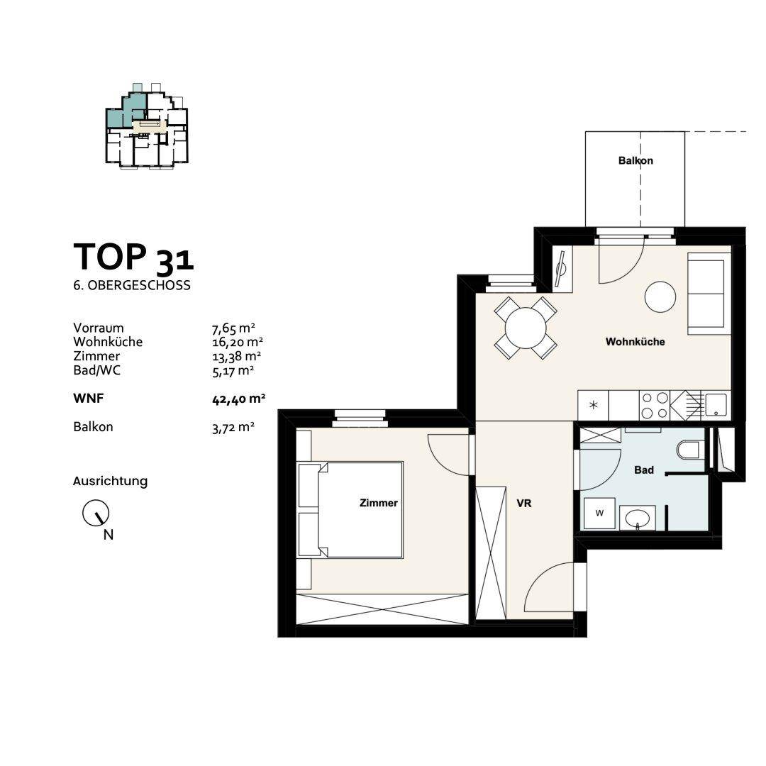 Wohnung Top 31, 6. Obergeschoss