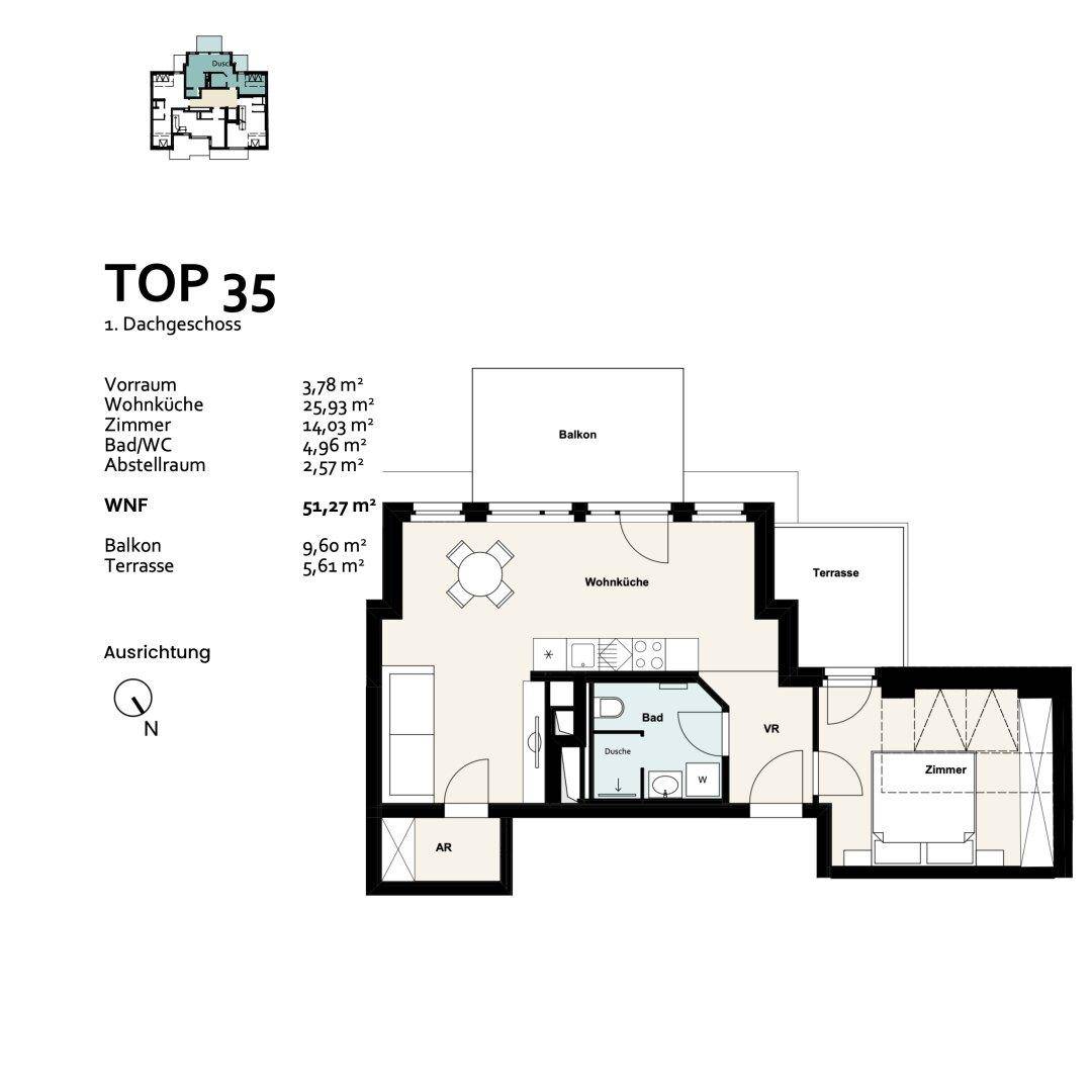 Wohnung Top 35, 1. Dachgeschoss