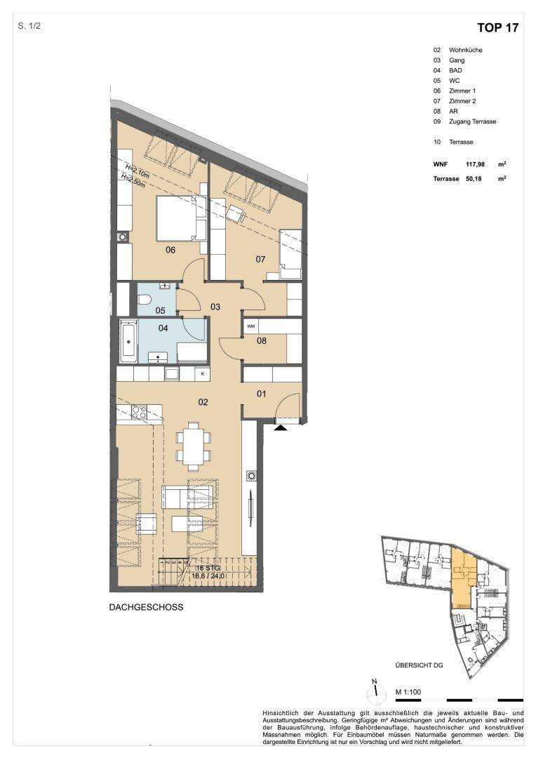 Wohnung Top 17, Dachgeschoss und Dachterrasse