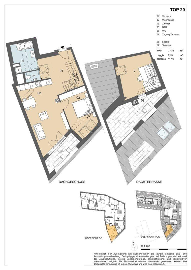 Wohnung Top 20, Dachgeschoss und Dachterrasse