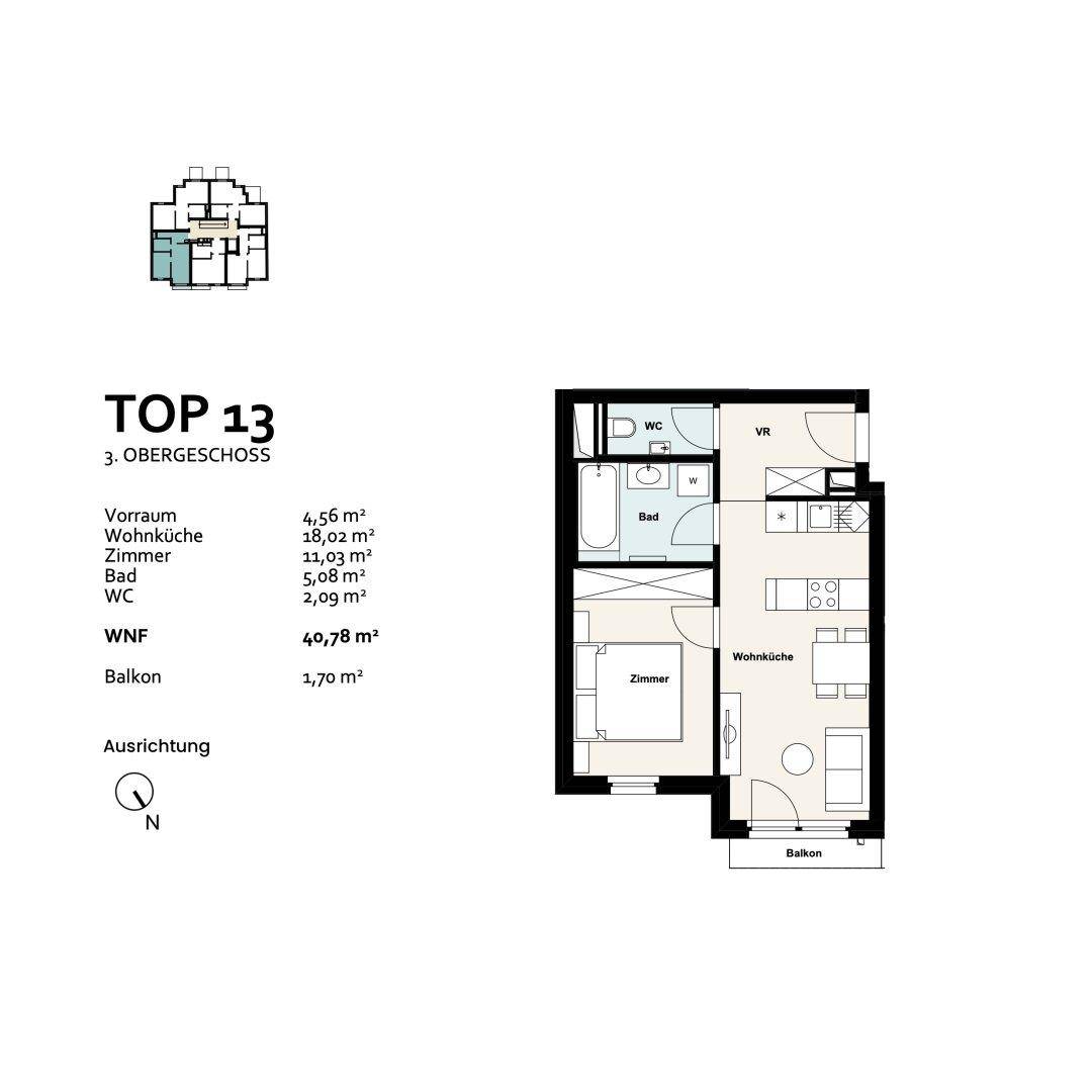 Wohnung Top 13, 3. Obergeschoss