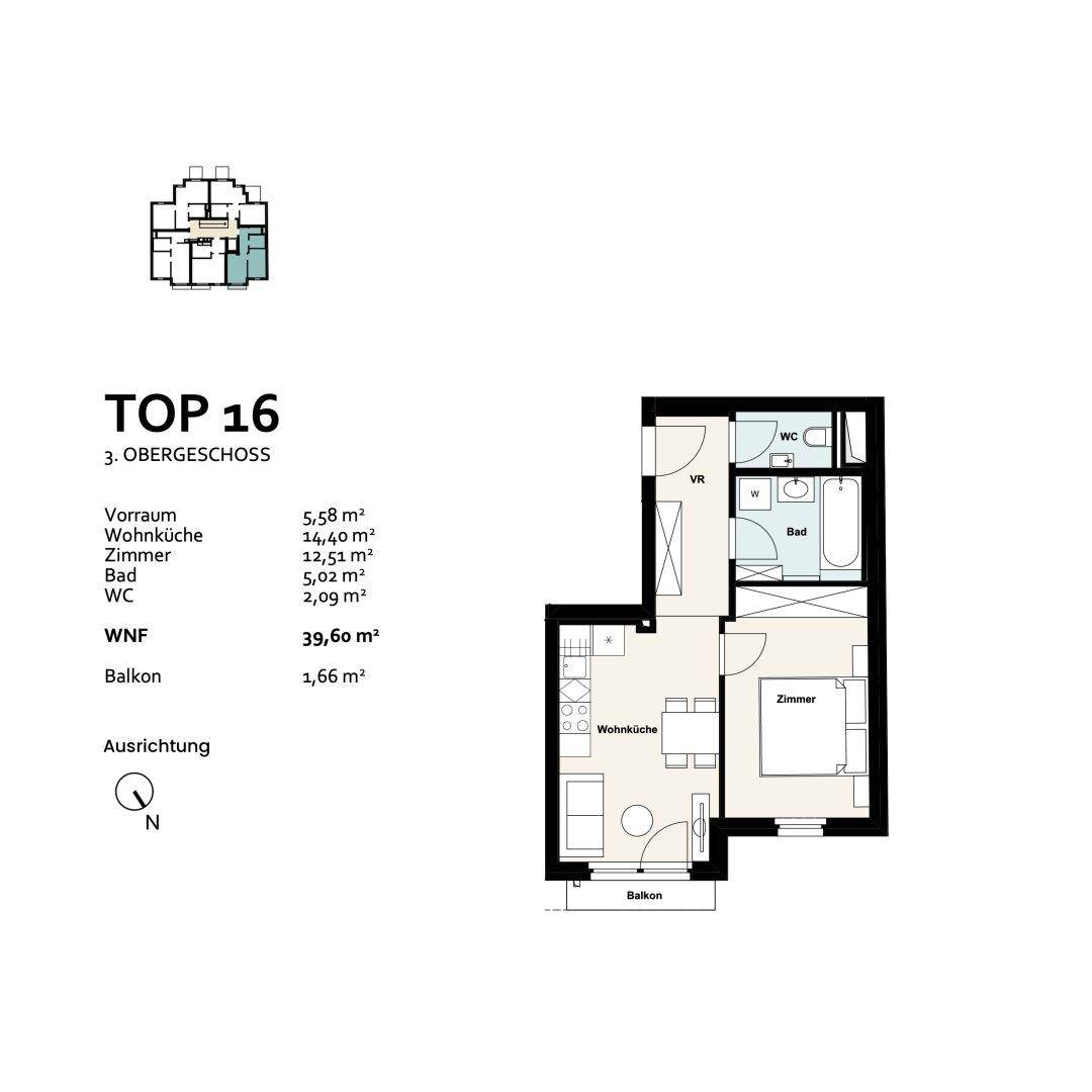 Wohnung Top 16, 3. Obergeschoss