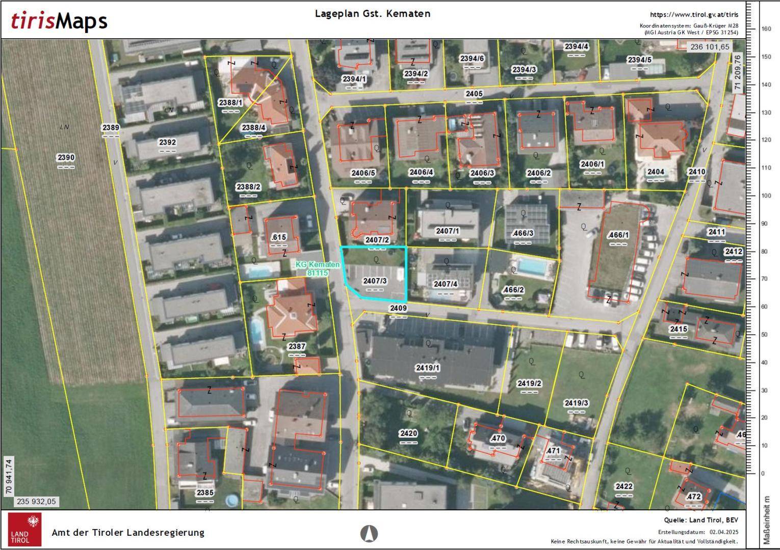 Sonniges Baugrundstück in Kematen – 407 m², sofort bebaubar, 10 Min. nach Innsbruck - Ansicht 5