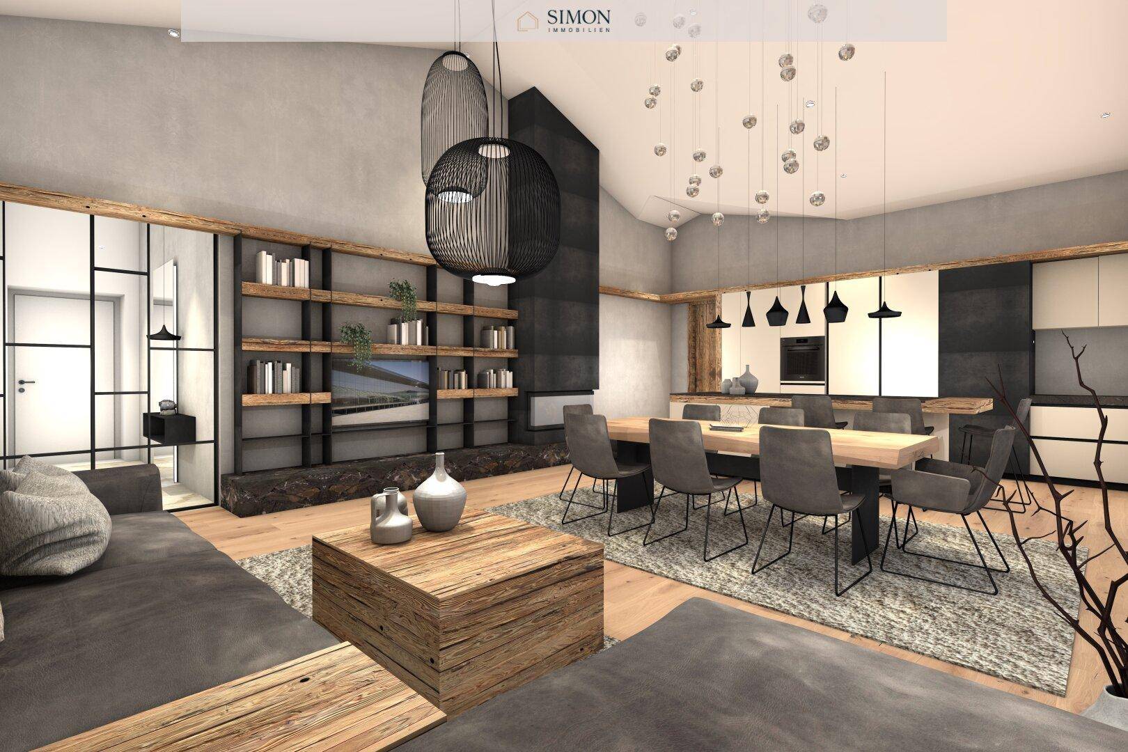 Innenraumrendering - Wohnzimmer