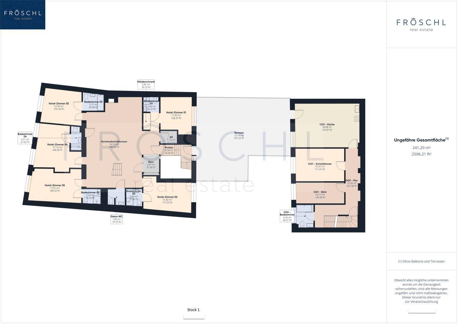 Hotel OG1 + Terrasse + Wohnhaus OG1