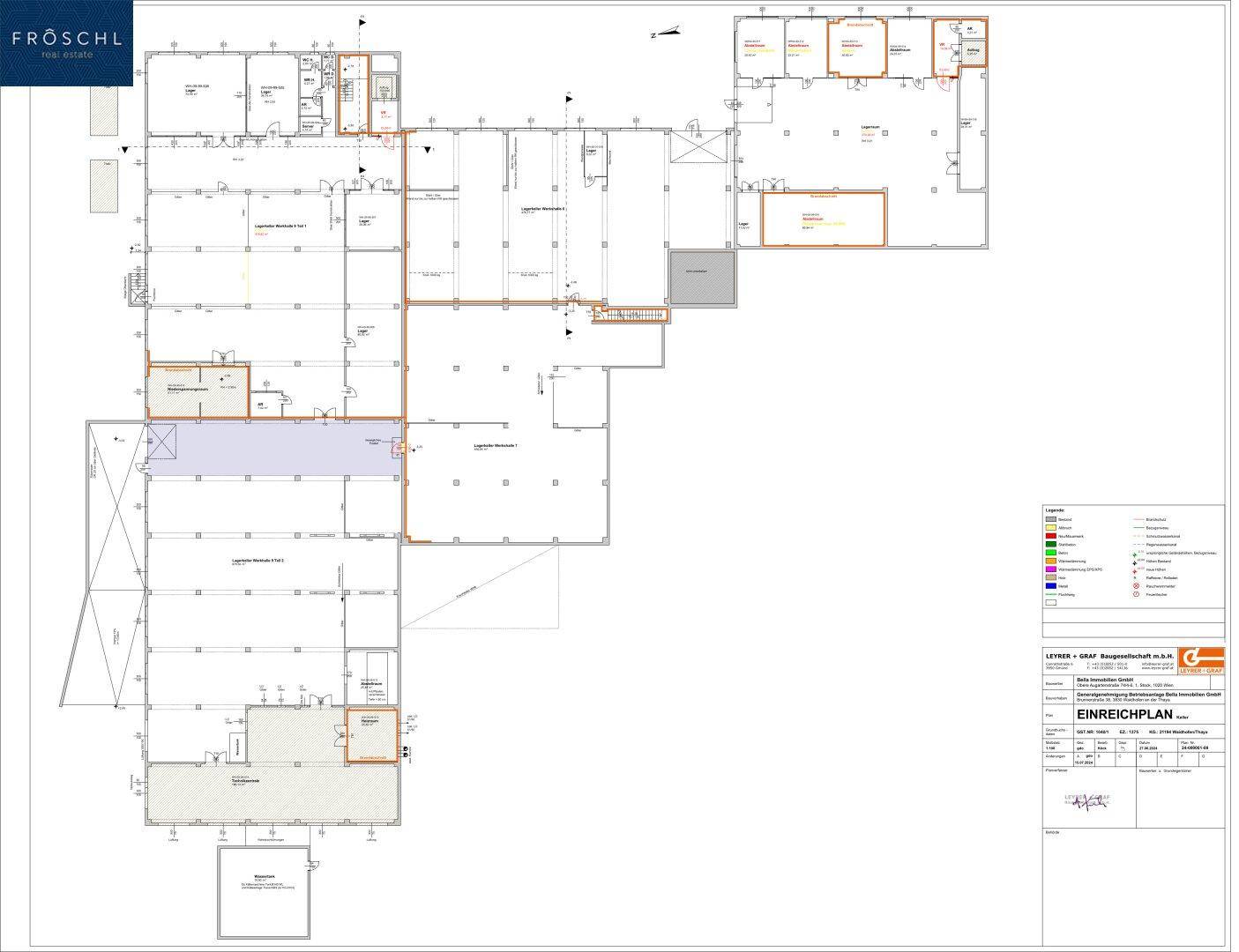 Architektonischer Grundrissplan mit detaillierter Raumaufteilung und Erschließung der verschiedenen Gebäudeteile.