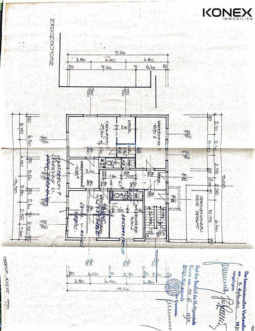Grundriss des Erdgeschosses mit Wohnbereichen und Zugang zum Garten.