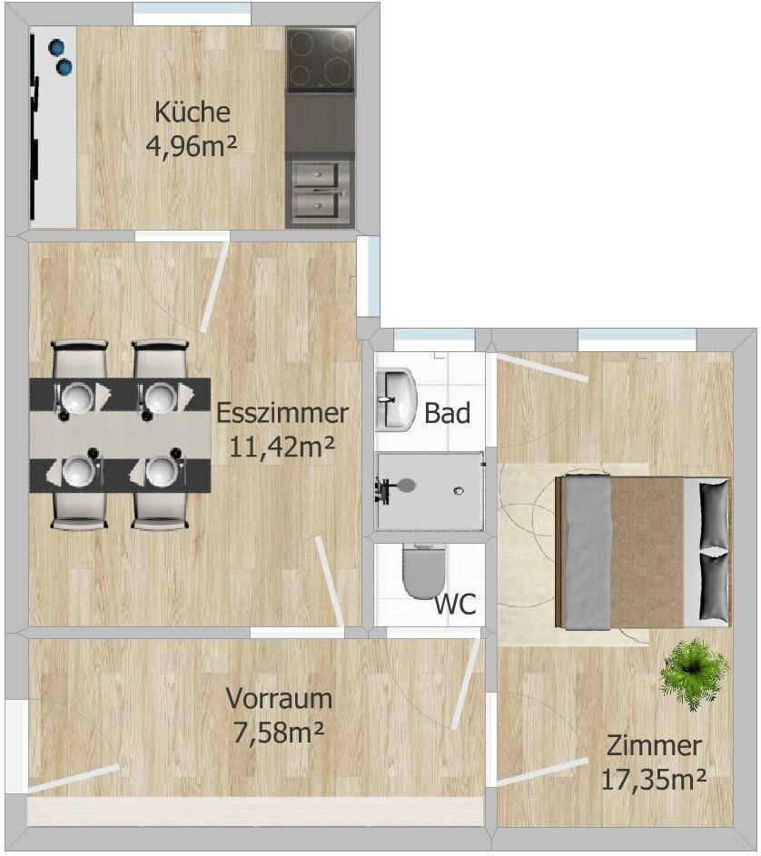 Grundrissplan möbliert