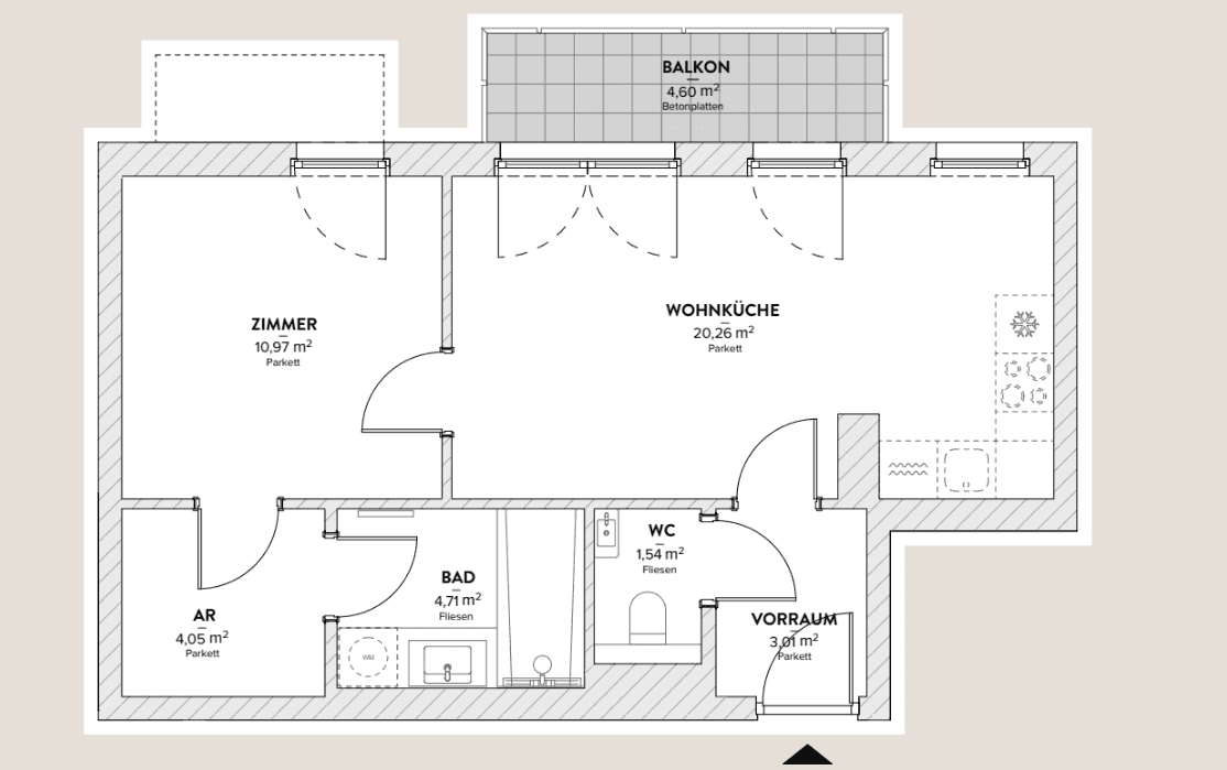 2-Zimmer-Neubauwohnung mit Balkon &amp; Klimaanlage in Toplage OPTIONAL Stellplatz inkl. Wallbox in der Garage - Ansicht 3