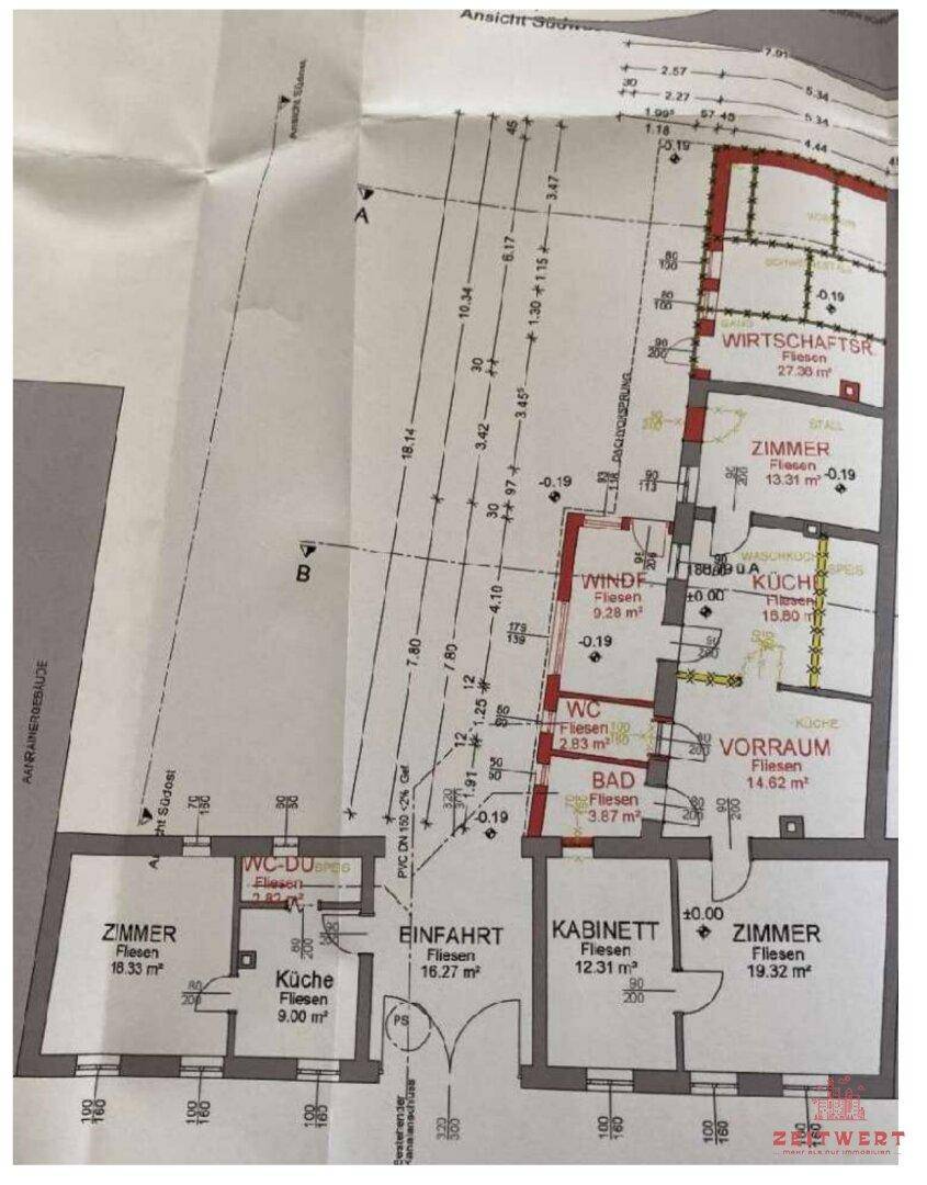 Grundriss Bestandsgebäude vorderer Teil