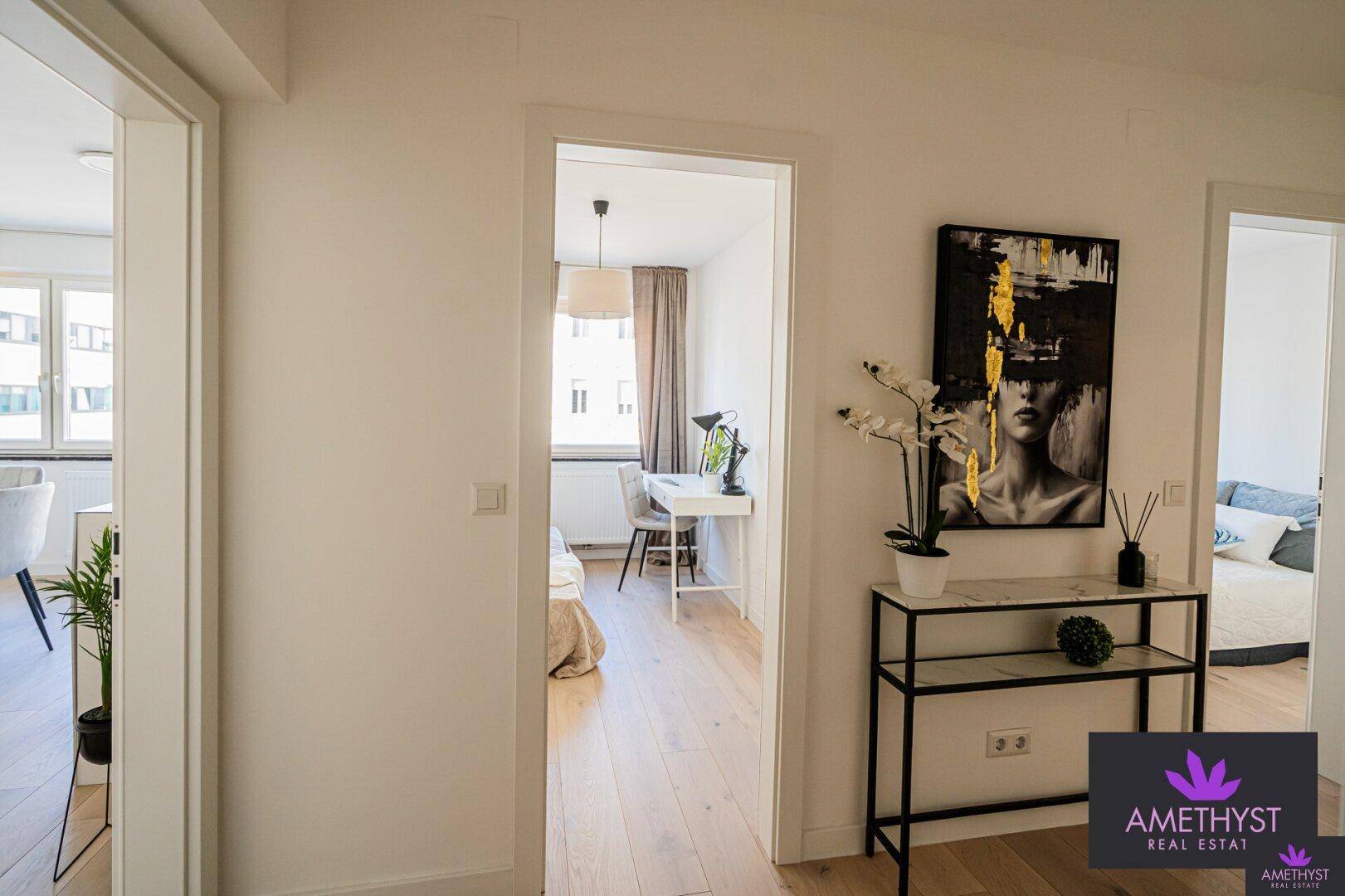 Top Grundriss - 3 zentral begehbare Zimmer