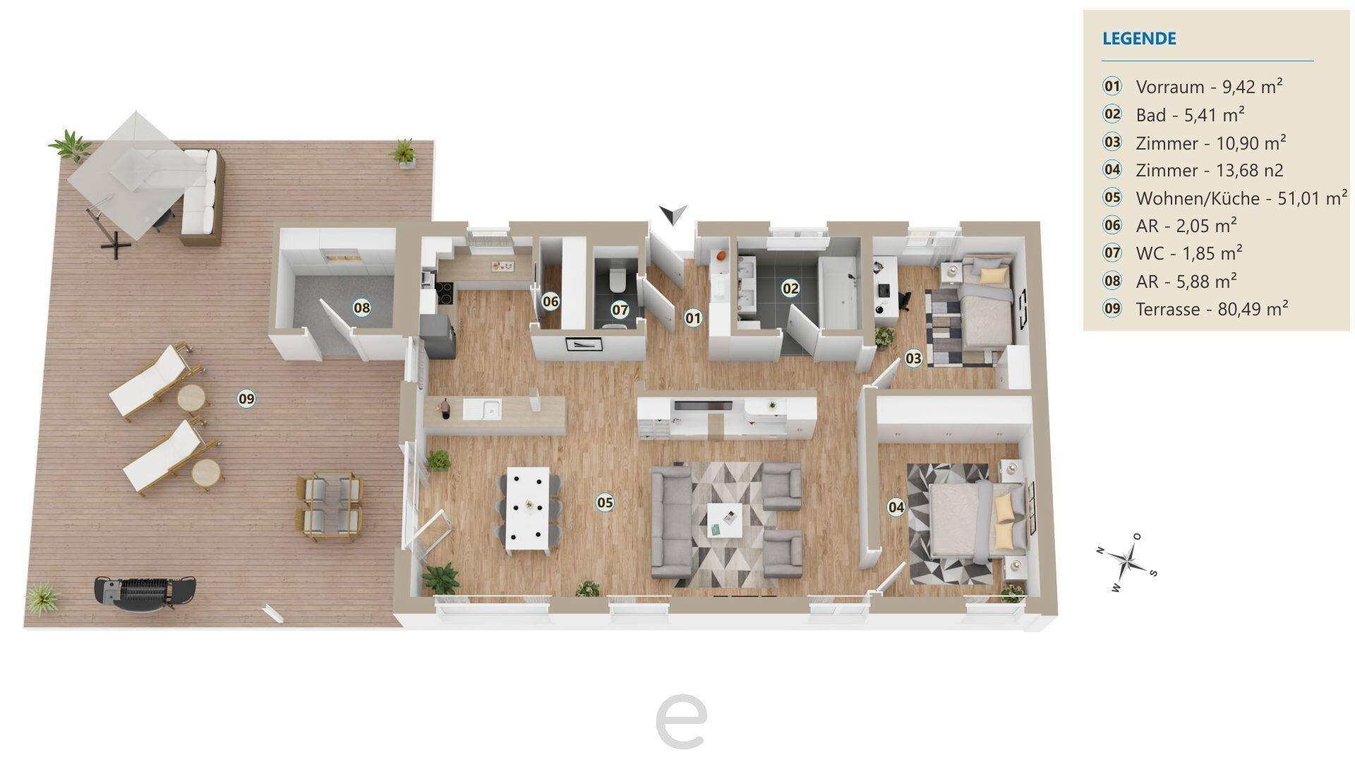 Ganz oben angekommen - Einzigartiges Penthouse mit 80m² Terrasse in perfekter Infrastrukturlage