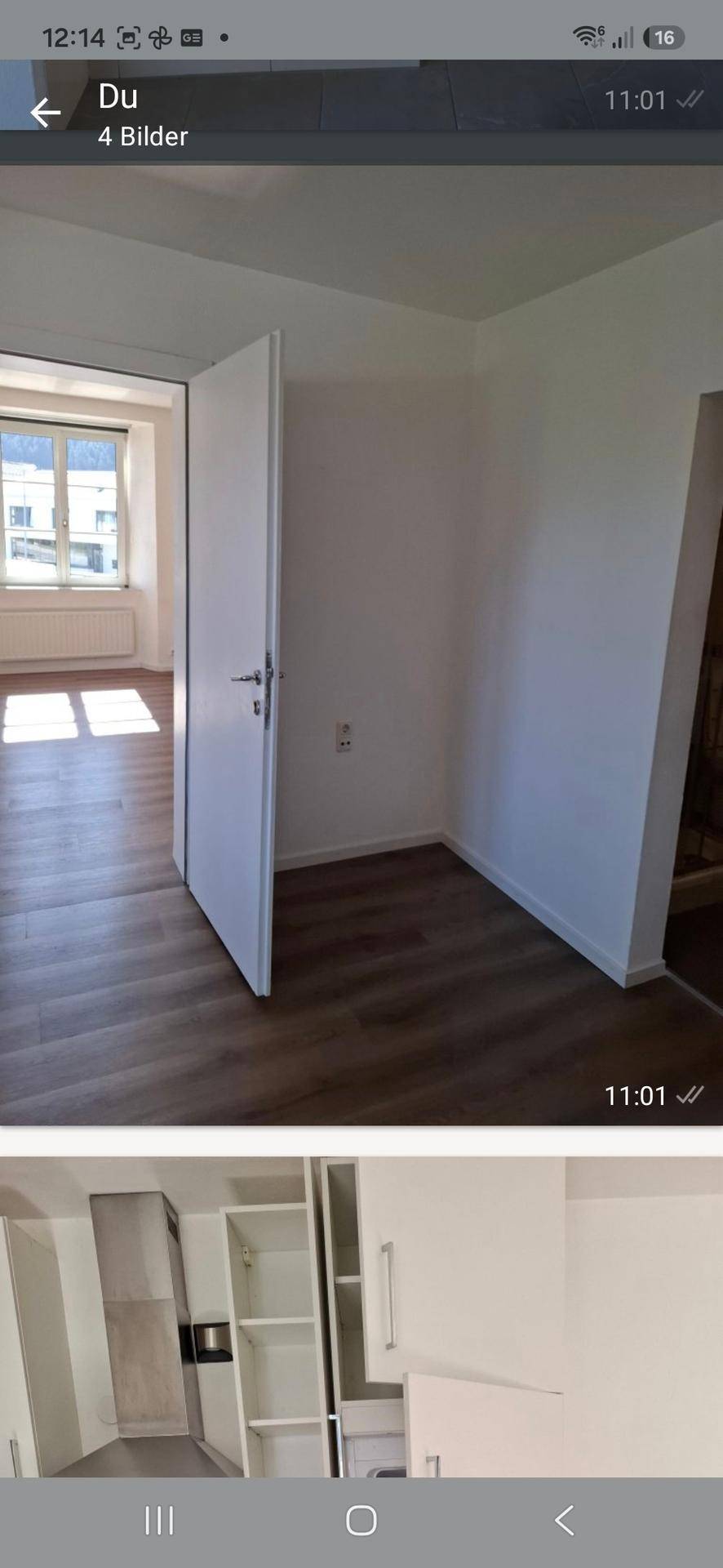 Heller, leerer Raum mit Laminatboden und Fenster, bereit zur individuellen Gestaltung.