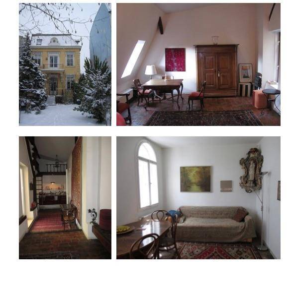 Collage verschiedener Innenräume und der Außenansicht des Gebäudes im Winter.