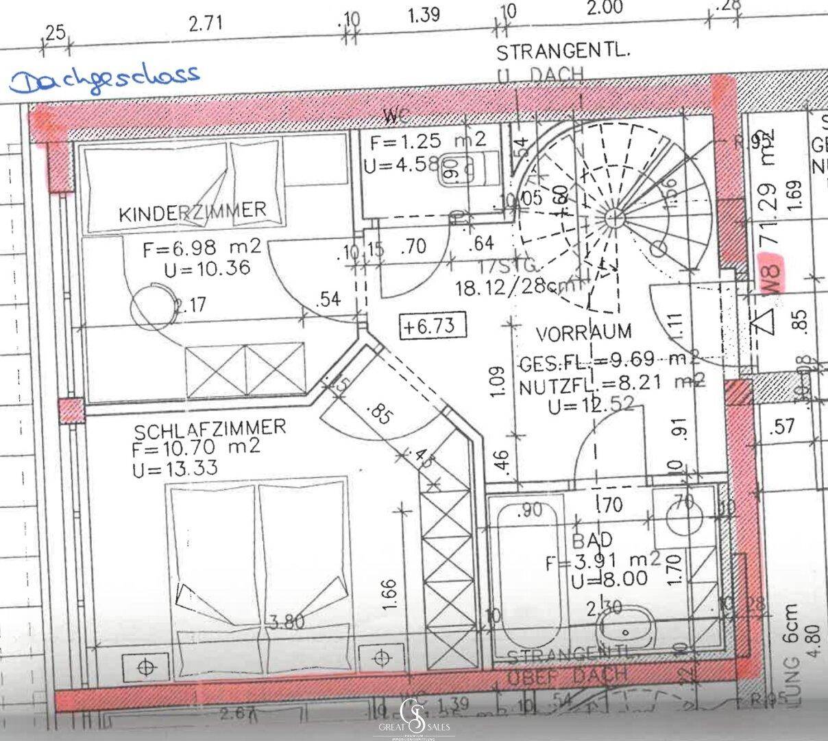 Plan Dachgeschoss (Ebene 1)