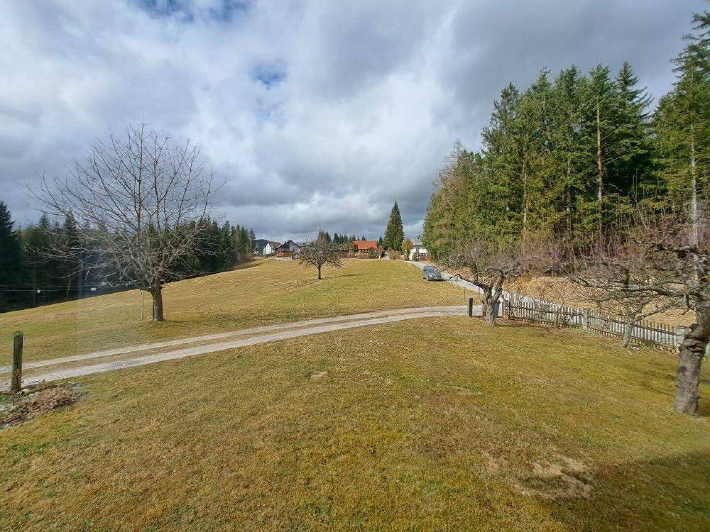 Weitläufige grüne Wiesen und Wälder prägen die idyllische Landschaft rund um das Anwesen.