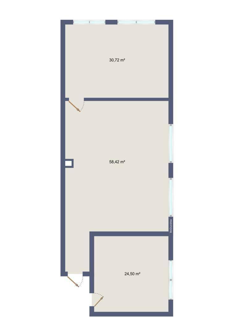 Grundrissplan mit drei unterschiedlich großen Räumen und deren Flächenangaben in Quadratmetern.