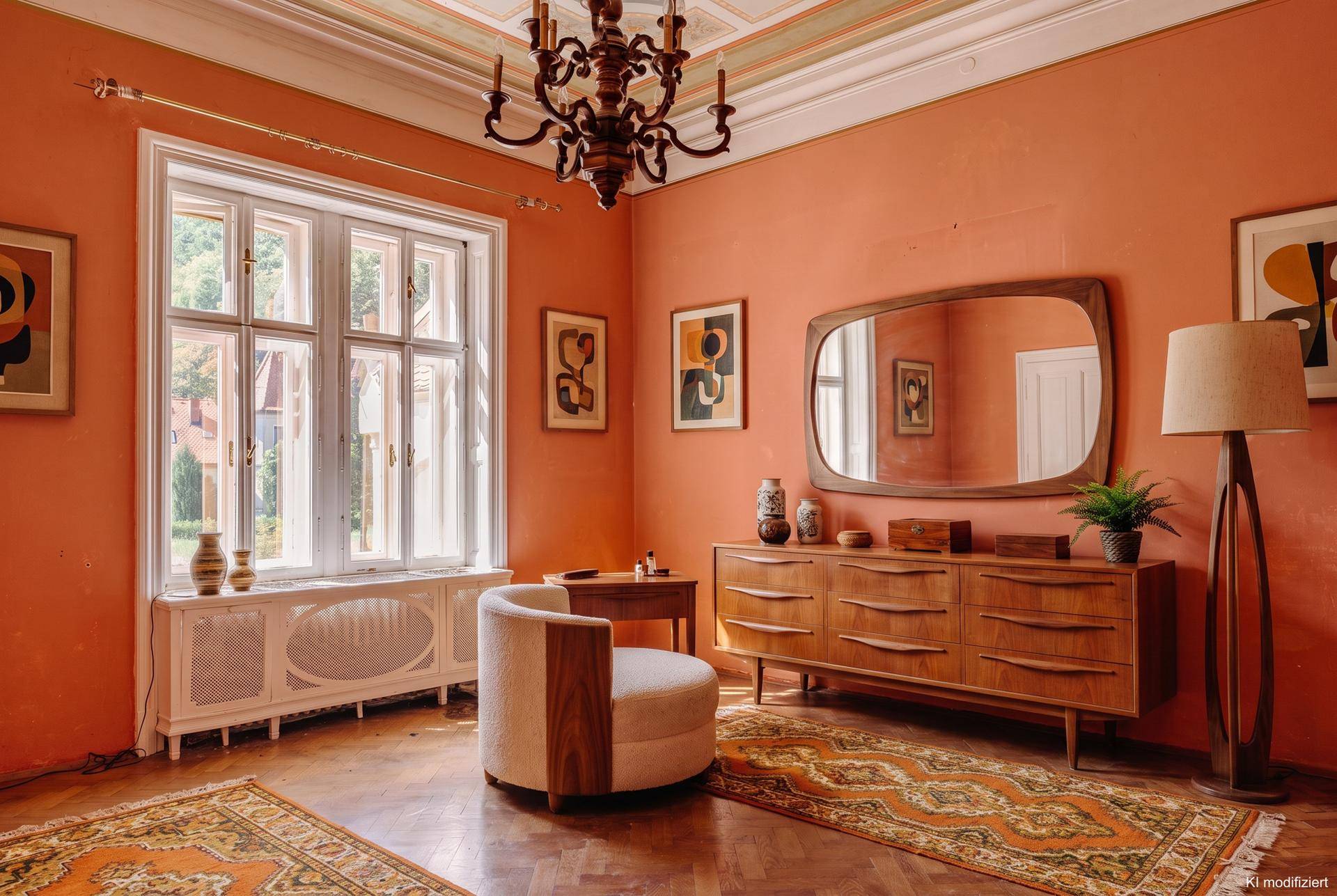 Roter Salon / KI Home-Staging