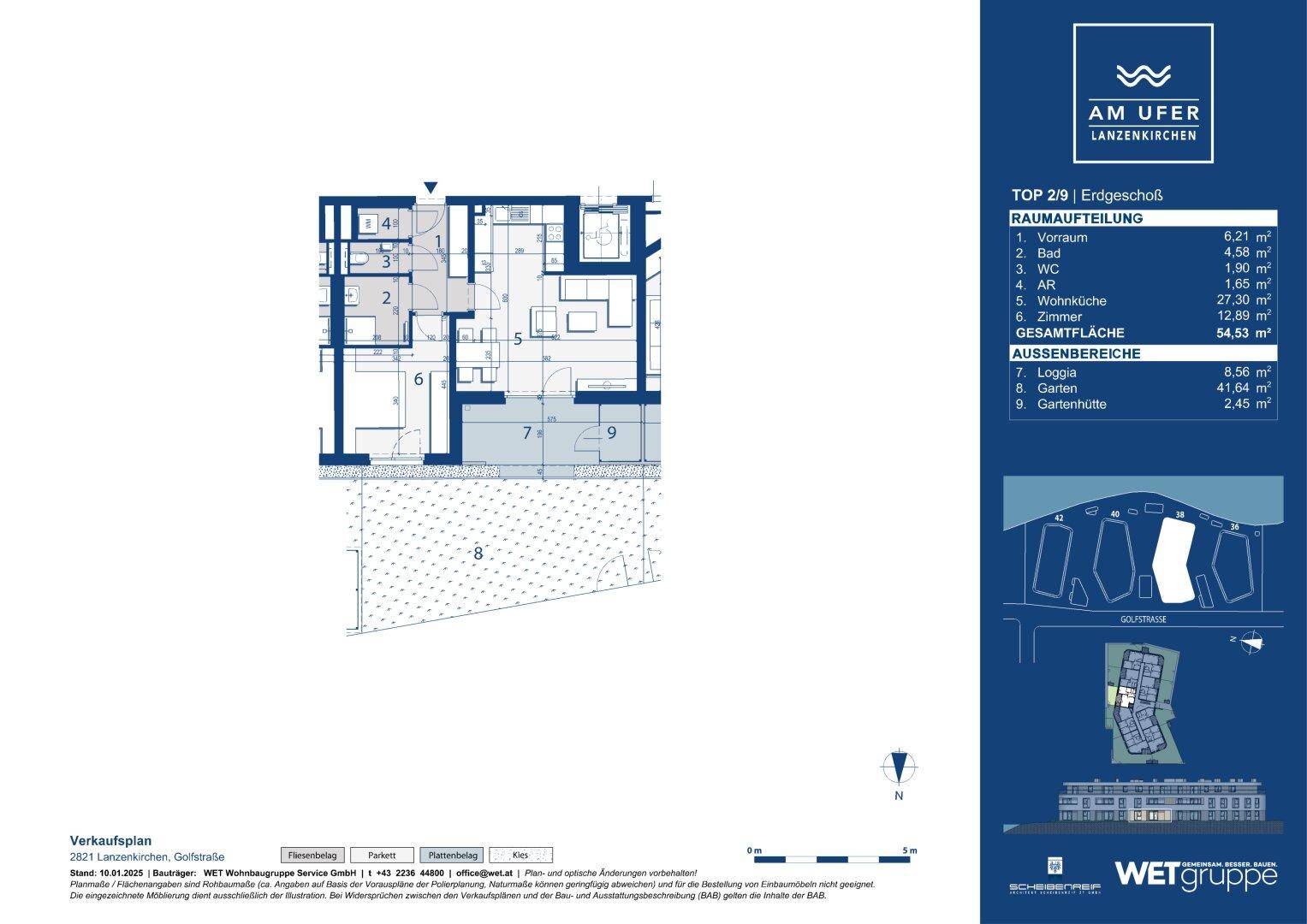 Grundriss einer Erdgeschosswohnung mit Loggia, Garten und separatem Abstellraum.