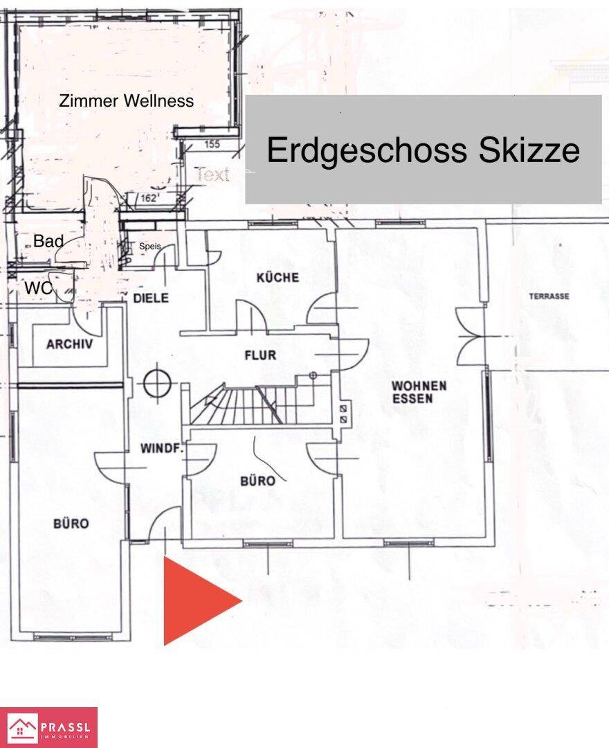 Erdgeschoss Skizze - nicht maßstabsgetreu -ohne Gewähr