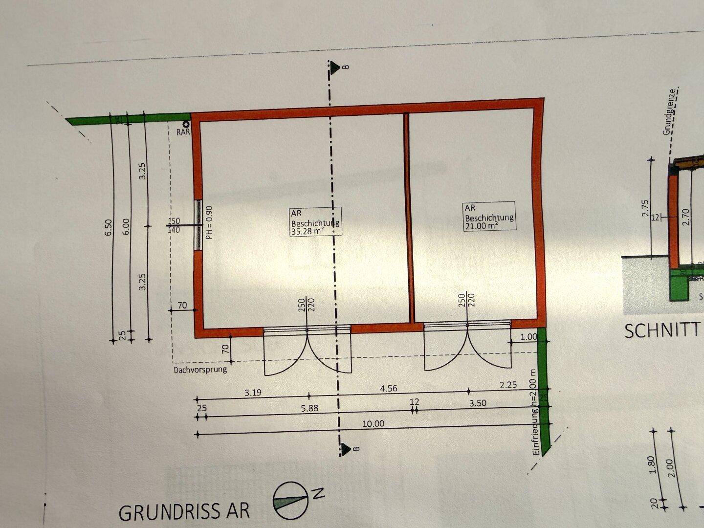 Grundriss des Abstellraums mit zwei separaten Bereichen.