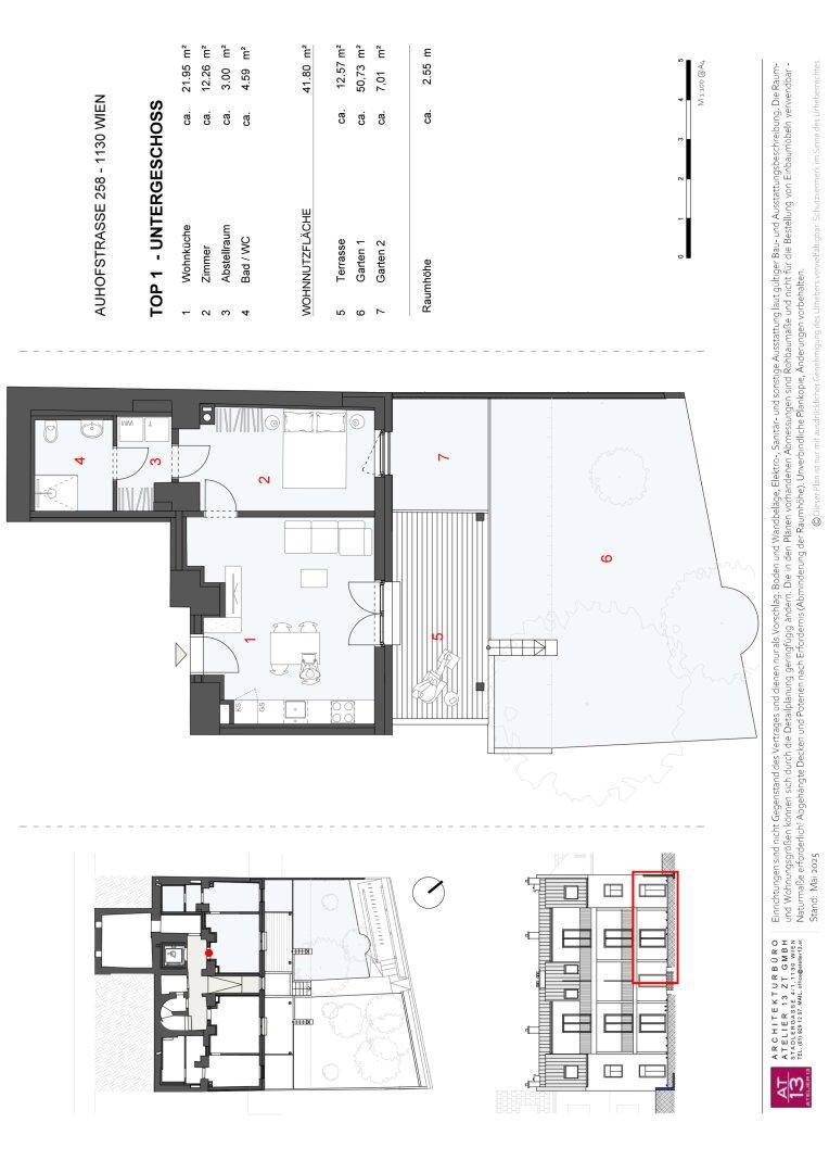 Detaillierter Grundriss der Wohneinheit mit Raumaufteilung und Flächenangaben.