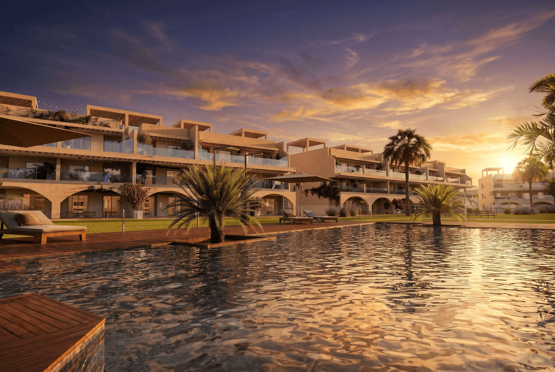 Piscina atardecer