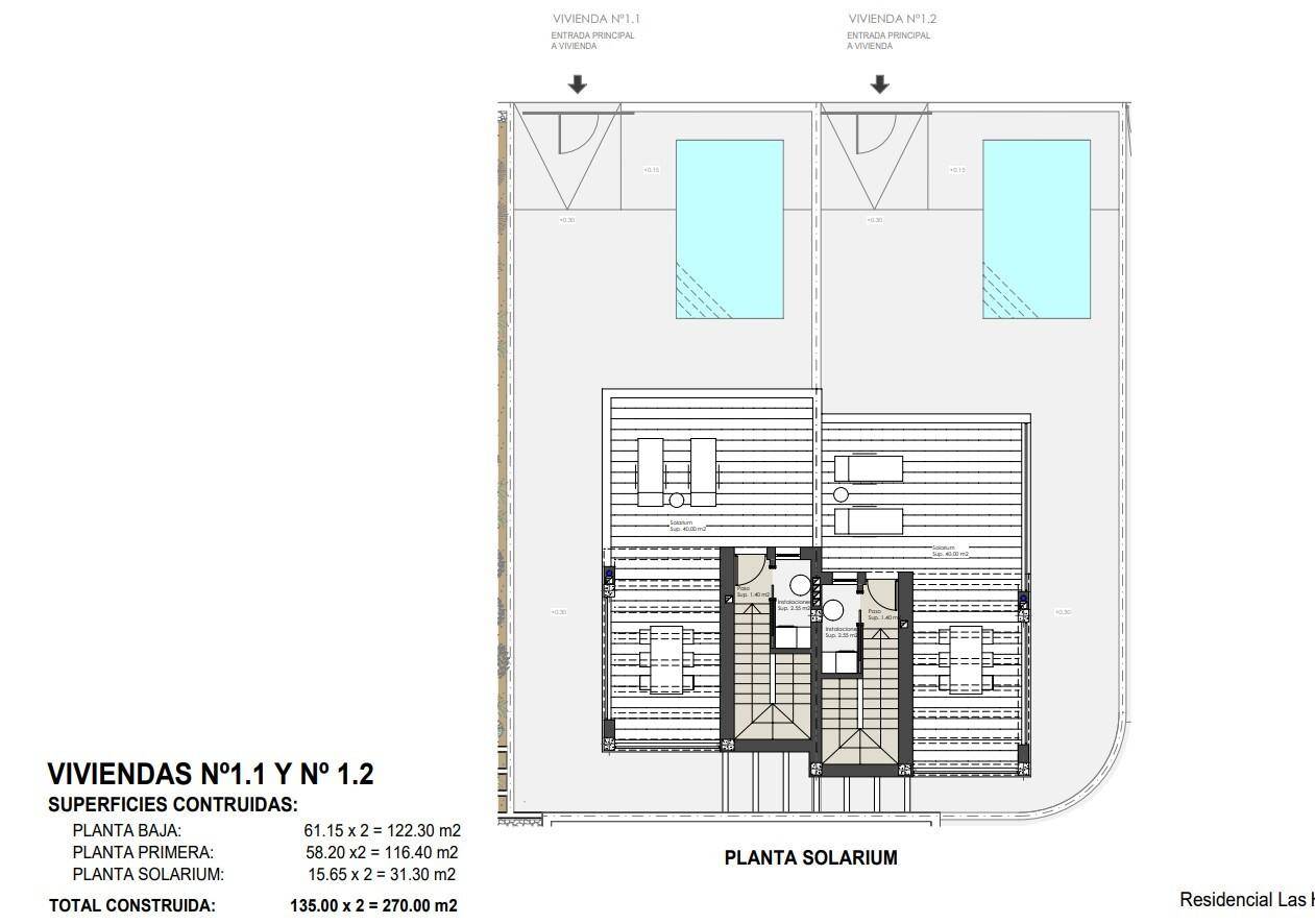 Grundriss der Dachgeschossebene mit Dachterrasse und Solarium.