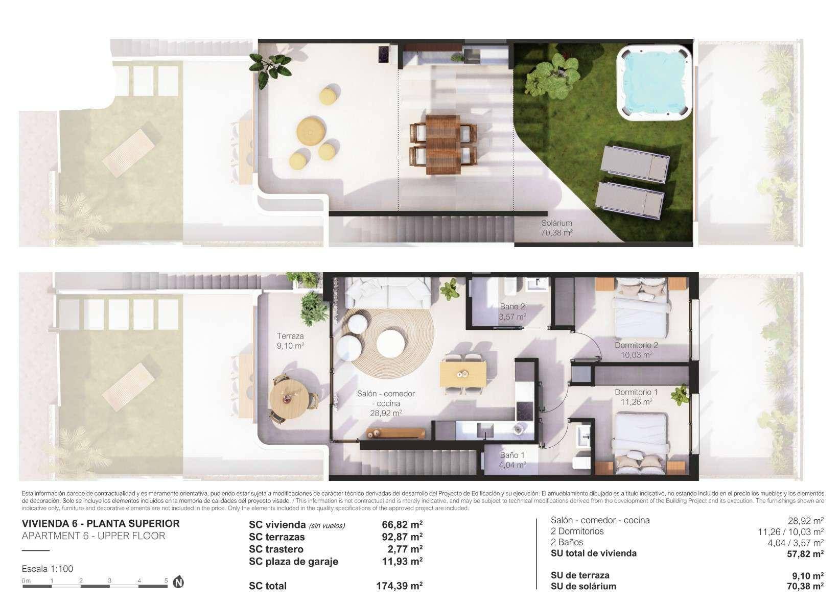 Grundriss einer Obergeschosswohnung mit Dachterrasse und Whirlpool.